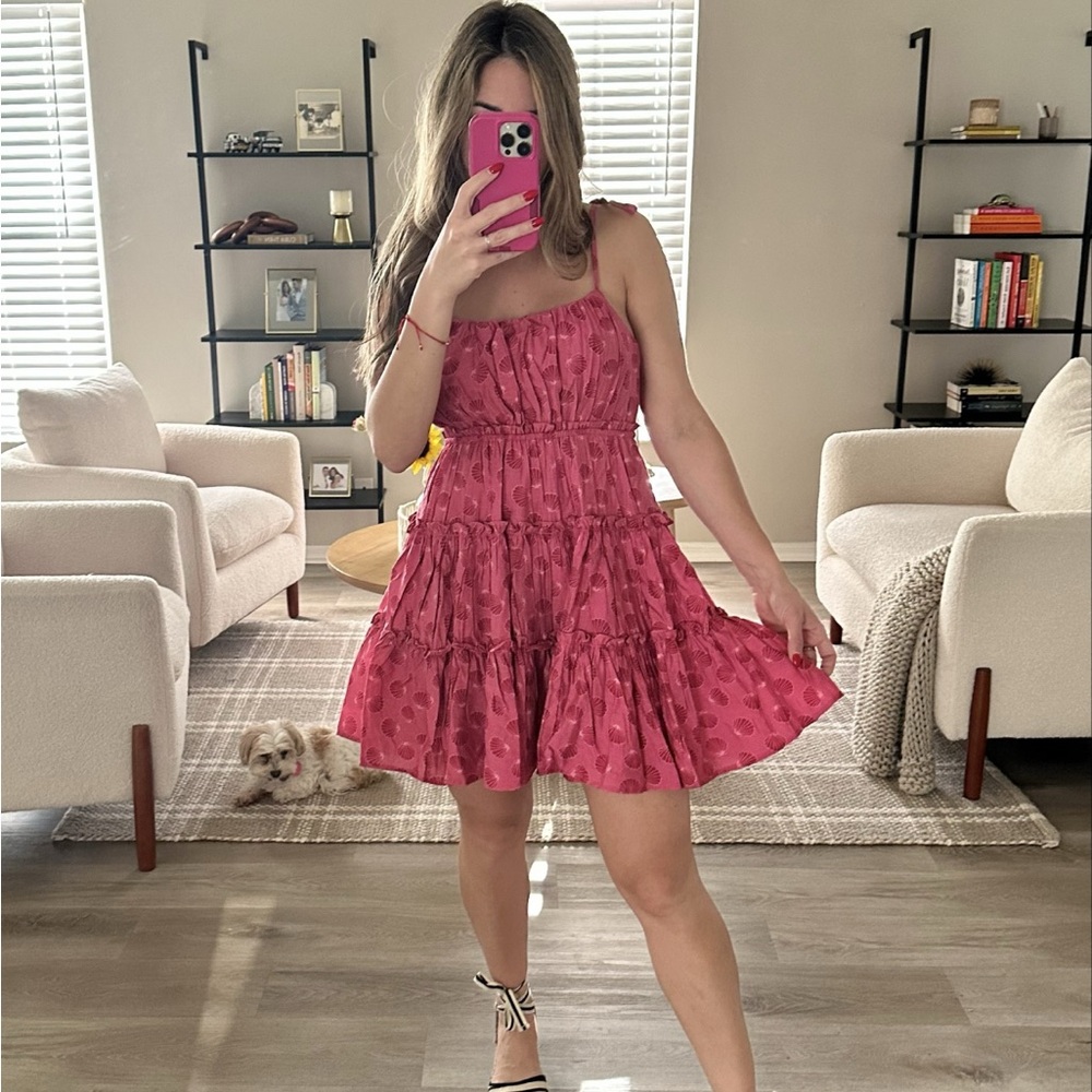 Pink Sleeveless tiered Dress